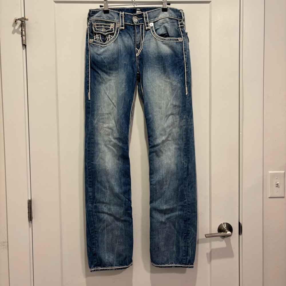True Religion Ricky Relaxed Straight Super T Blue Jeans Mens 30